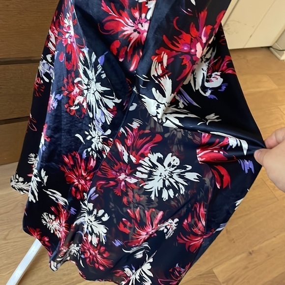 Oscar De La Renta 💎Pink Label Slip Navy Floral Long Dress - Picture 7 of 12